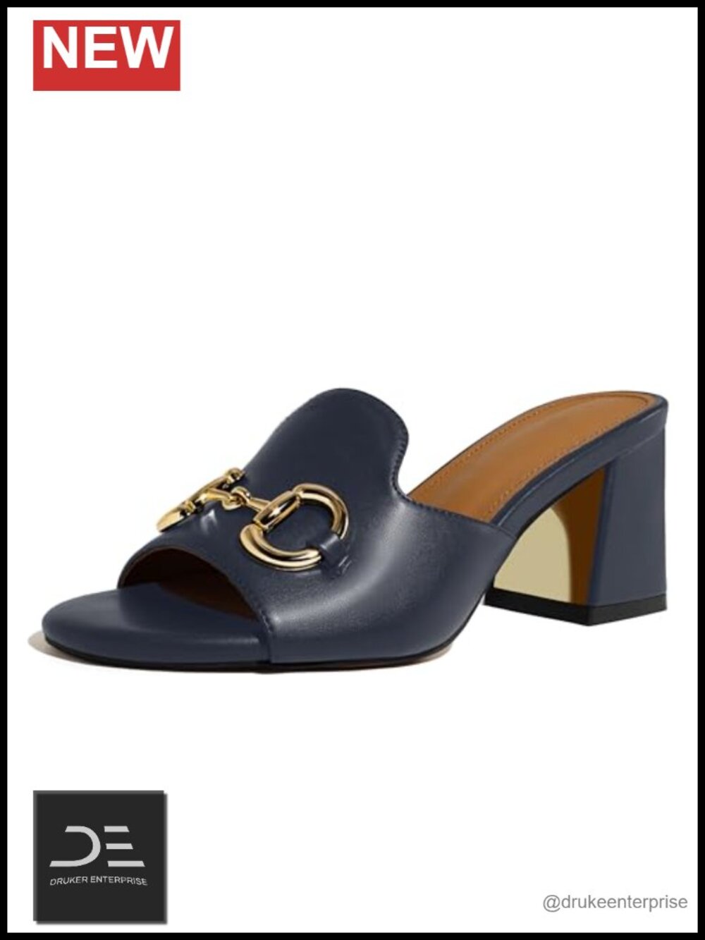 Women's Square Open Toe Buckle Ankle Strap Slip On High Chunky Block Heel Mules